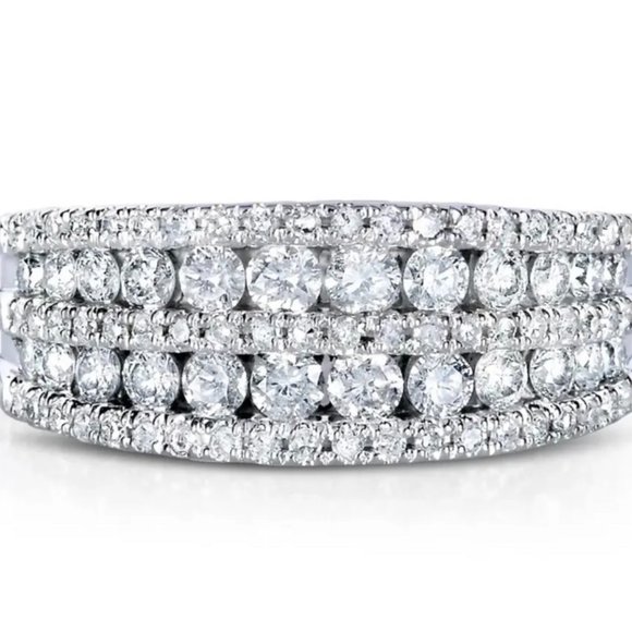 NEW MULTI LAYER S925 STERLING SILVER DIAMOND RING - Picture 1 of 7